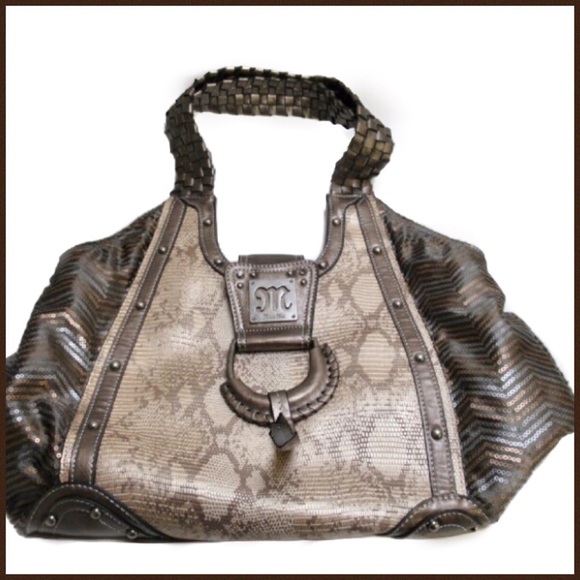 Miss Me Bronze Sequin Snakeskin Print Shoulder Bag - Picture 2 of 8